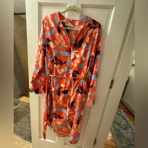 Coolibar Whitney UPF 50+ tunic shirt dress 1/4 zip belted tropical size L